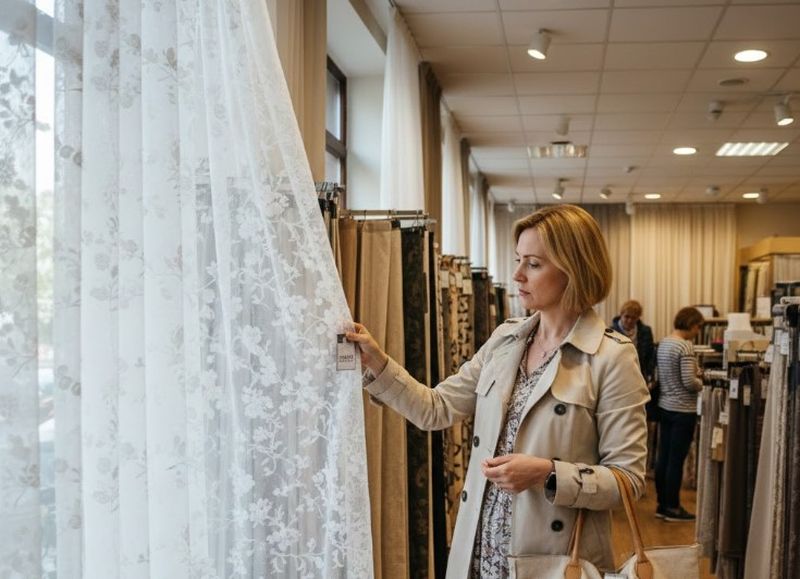 Žena gleda cenu zavese